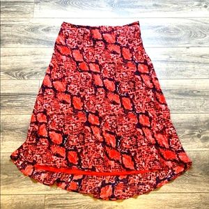 Gibson Snakeskin Skirt Red Black Lined M Midi